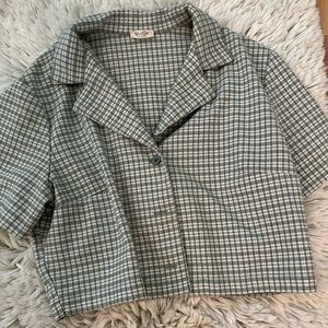 brandy melville green plaid collared shirt ONE SIZE